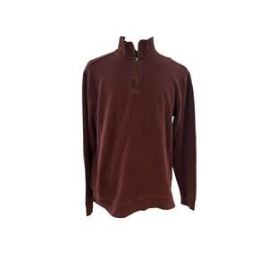 Large Carhartt Burgundy Relaxed Fit 1/4 Zip Pullover Sweatshirt Elbow Patch Work